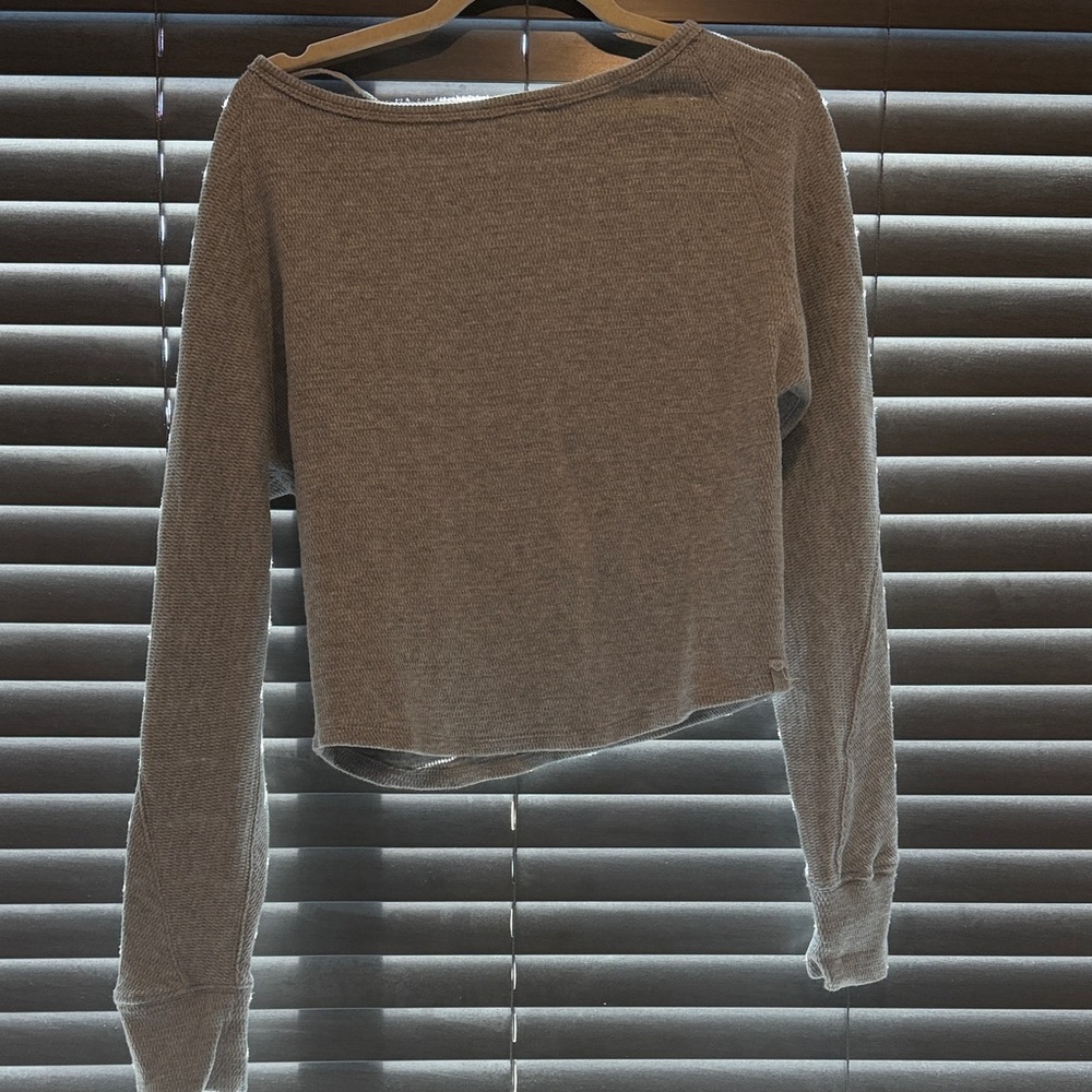 Gray Women's Long Sleeve Off The Shoulder Top